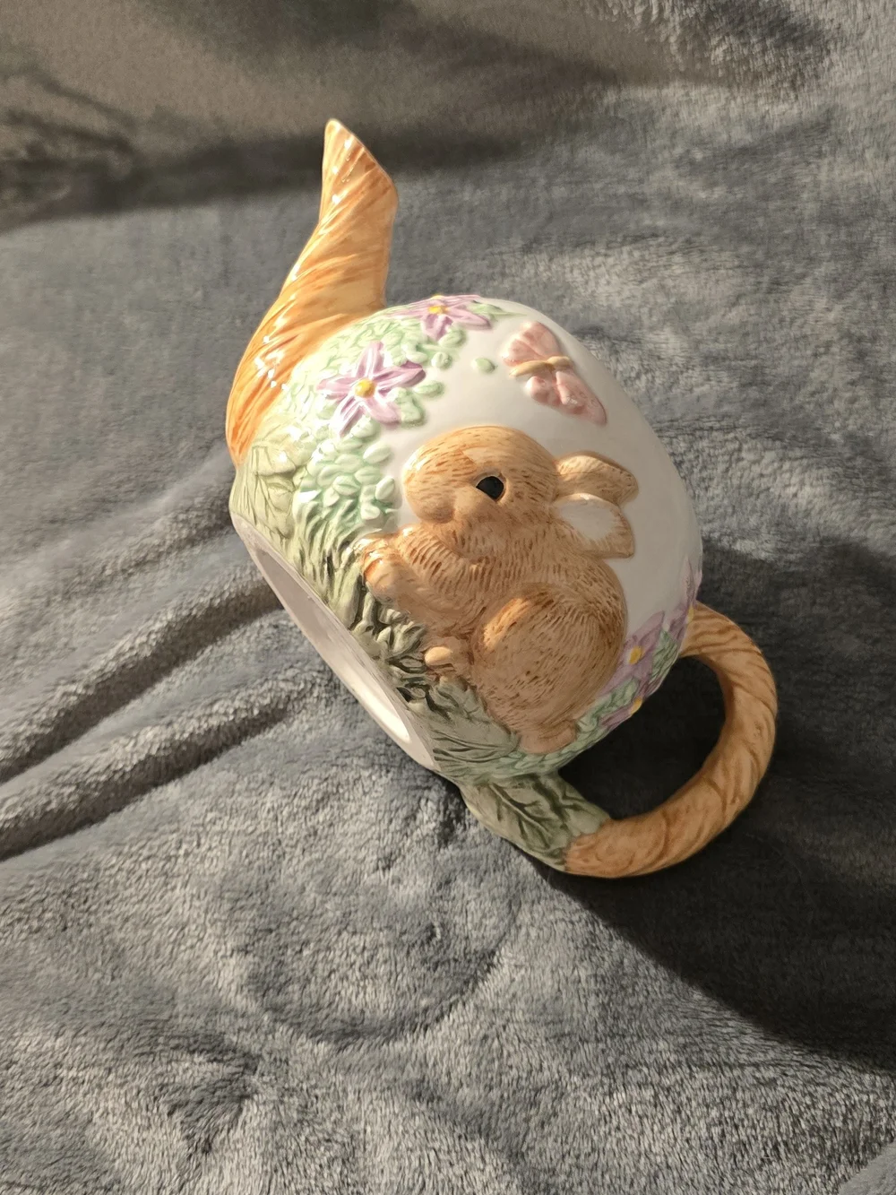 Decorative Bunny Teapot Planter - Cream and Tan